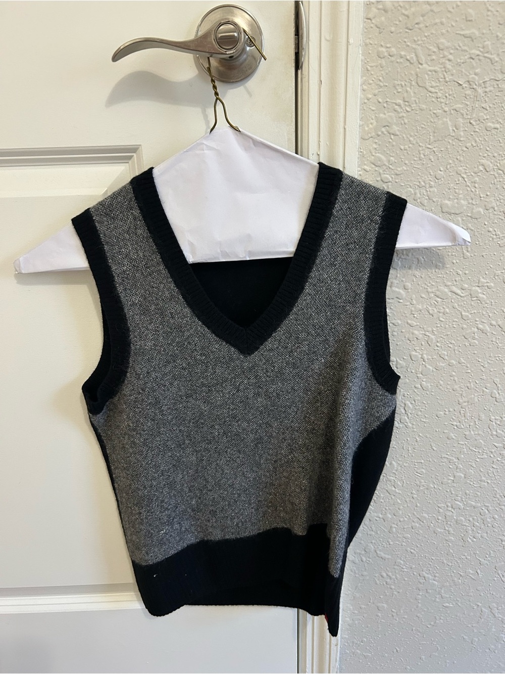 Esprit Gray and Black V-Neck Sweater Vest